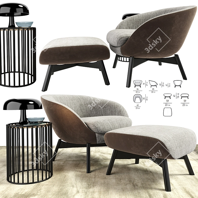 Elegant Minotti Russell Armchair 3D model image 1