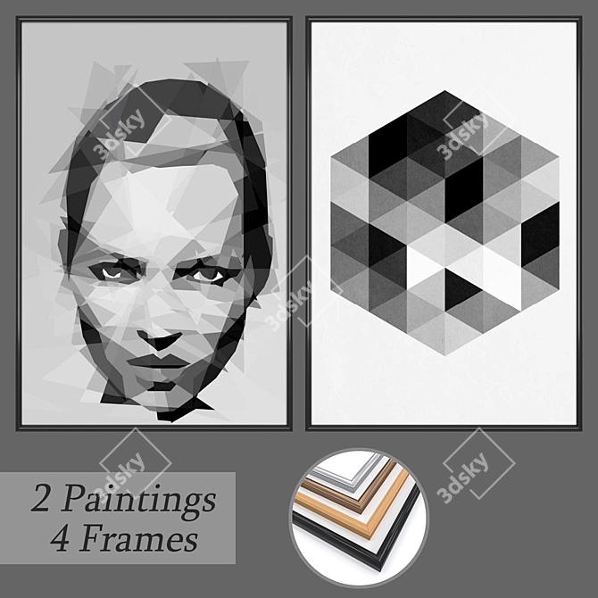 Diverse Frame Set with Wall Paintings 3D model image 1