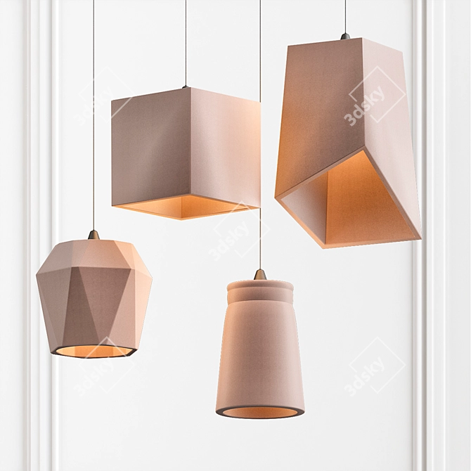 Modern Concrete Pendant Light 3D model image 1