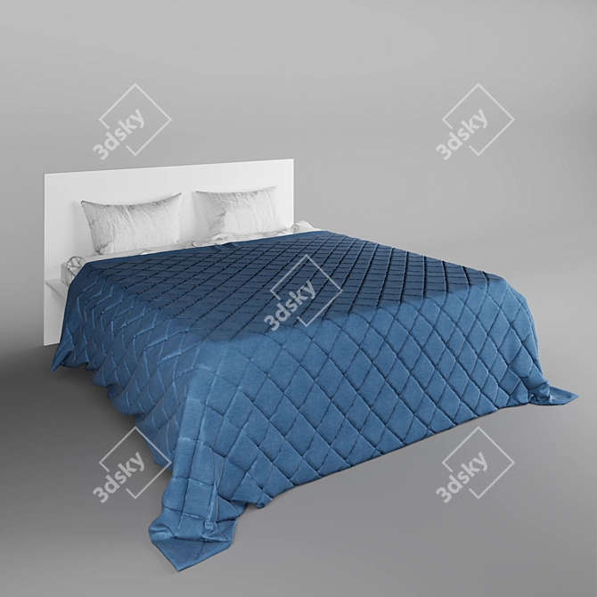 Modern White Malm Bed 3D model image 1