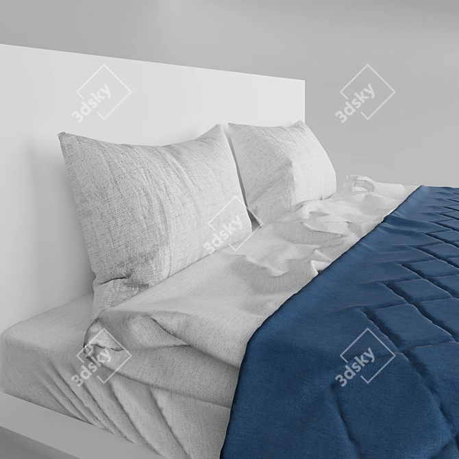 Modern White Malm Bed 3D model image 2