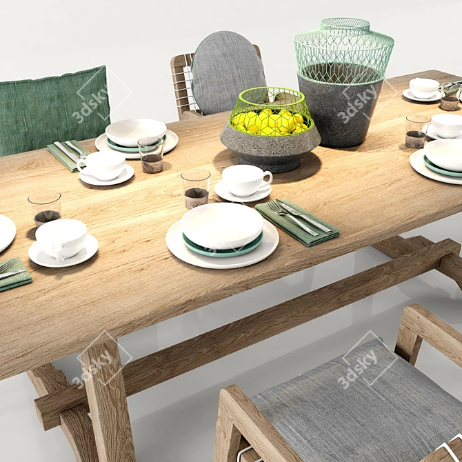 Stylish InOut Dining Set 3D model image 3