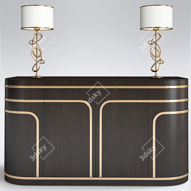 Elegant Baker Console Table 3D model image 1