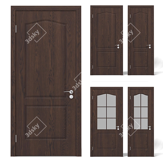 Elegant Dark Wood Interior Doors 3D model image 1