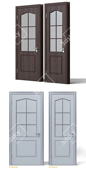 Elegant Dark Wood Interior Doors 3D model image 3