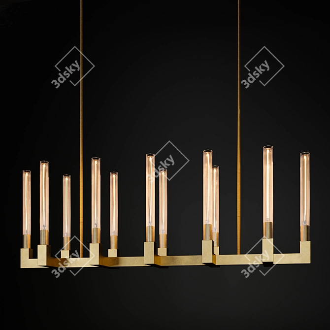 Sleek Cannele Linear Chandelier 3D model image 1