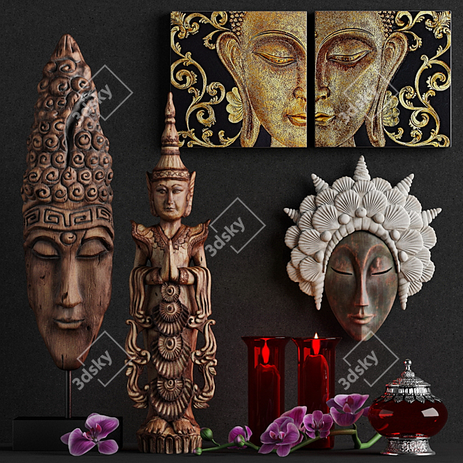 Asian Style Decor Set - DesignToscano Factory 3D model image 1