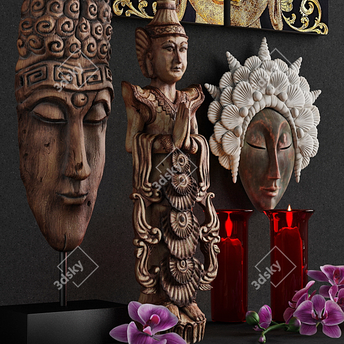 Asian Style Decor Set - DesignToscano Factory 3D model image 2