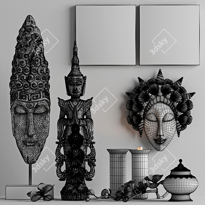 Asian Style Decor Set - DesignToscano Factory 3D model image 3