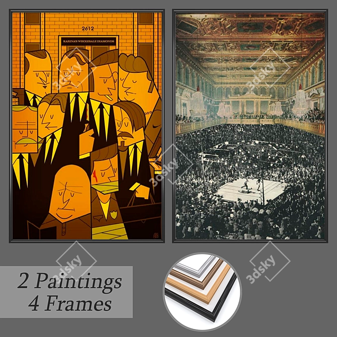 Versatile Set of Wall Paintings 3D model image 1