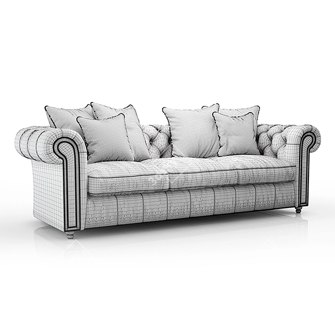 Classic Chester Sofa: Textile & Solid Wood 3D model image 3