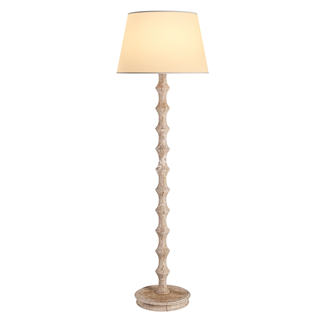 Belgian White Bamboo Floor Lamp 3D model image 1