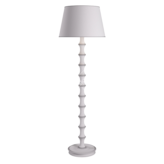 Belgian White Bamboo Floor Lamp 3D model image 2