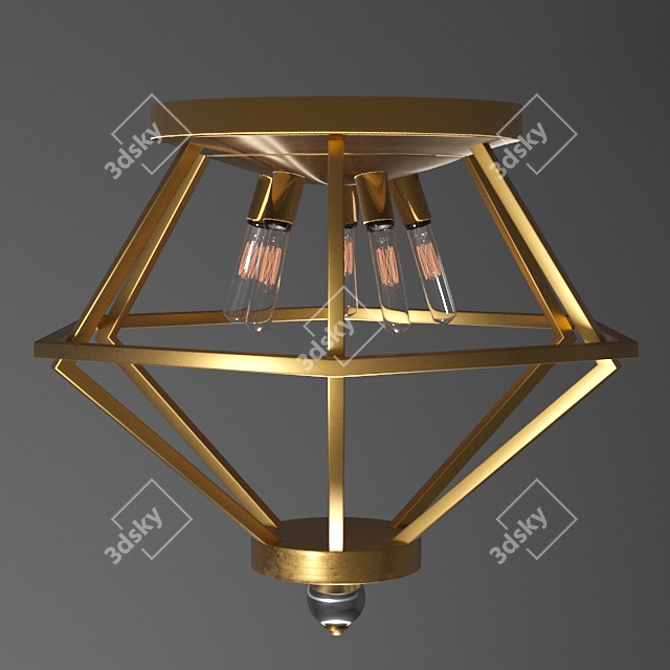 Diamond Drop Ceiling Light: Elegant Crystal Pendant 3D model image 1