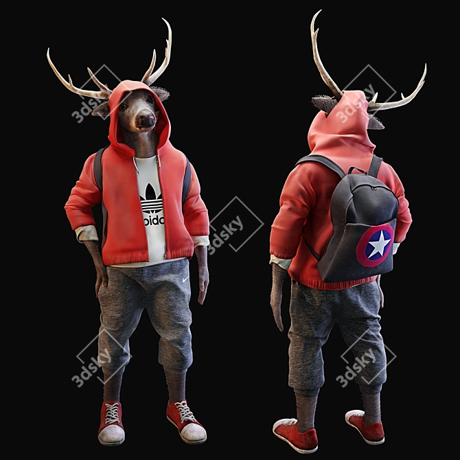 Polygons Schoolboy Deer 3D model image 1