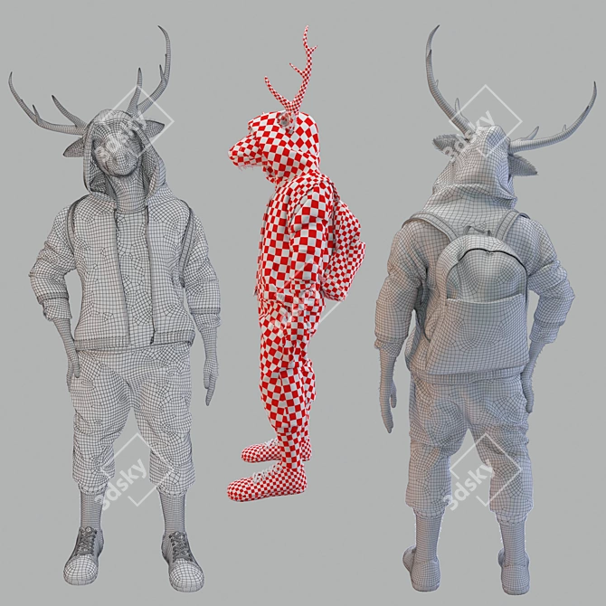 Polygons Schoolboy Deer 3D model image 3