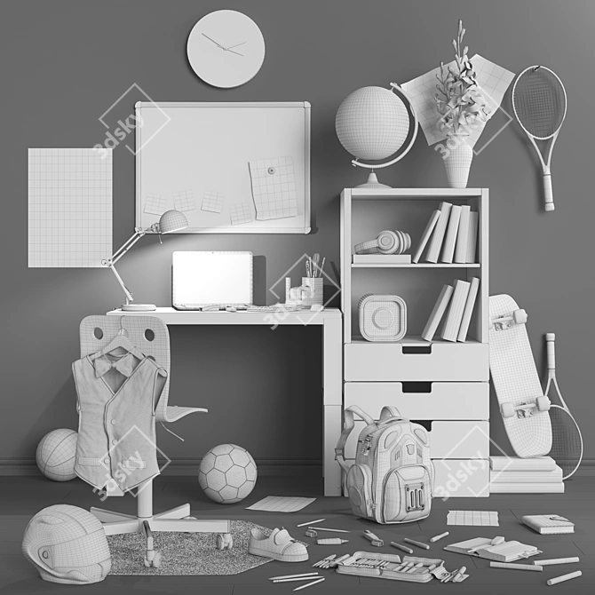 "Back to School" Children's Room Furniture & Accessories 3D model image 3