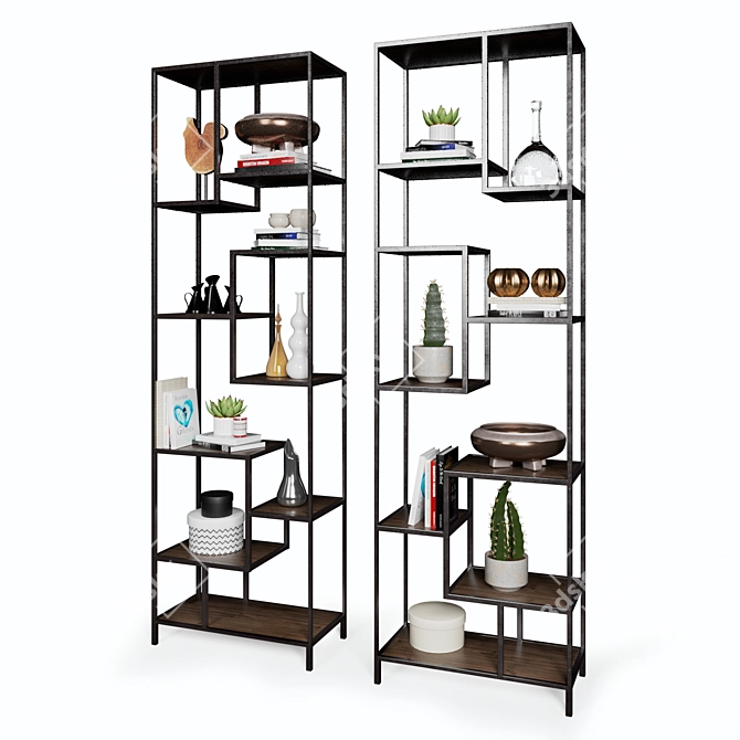 Fashionable Helena Bookcase Set 3D model image 1