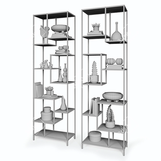 Fashionable Helena Bookcase Set 3D model image 3