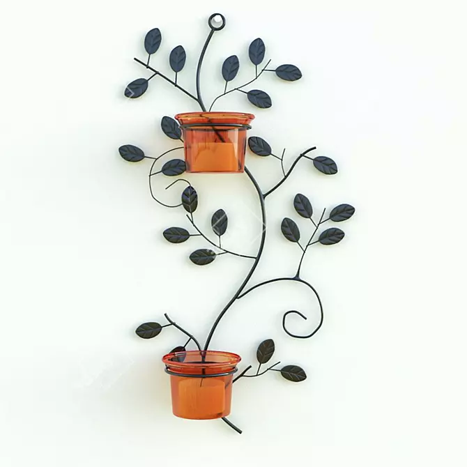 Elegant Iron Leaf Wall Hanging 3D model image 1