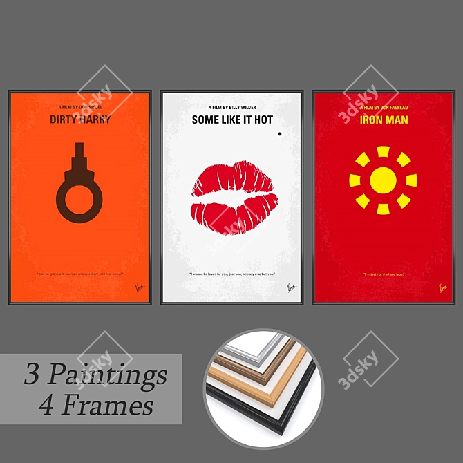 Elegant Frame Set with Artwork 3D model image 1