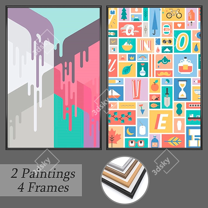 Contemporary Wall Art Set 3D model image 1