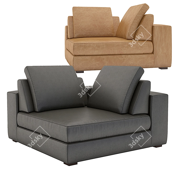 Rustic Leather Sofa: Gustav 3D model image 1