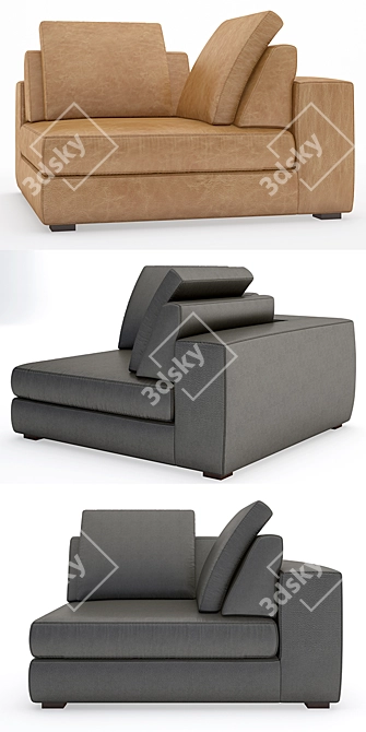 Rustic Leather Sofa: Gustav 3D model image 2