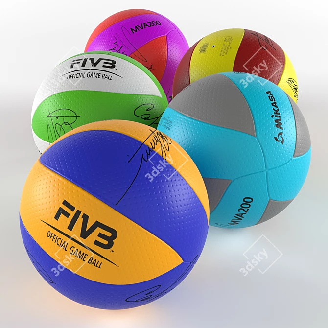 Mikasa MVA200 Volleyball: Official Design, Customizable Colors 3D model image 1