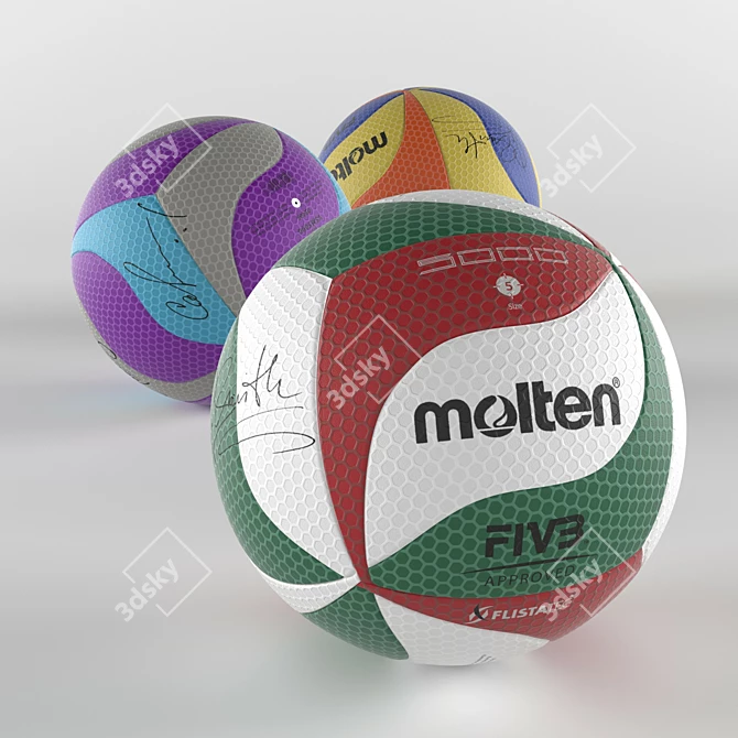 Vibrant Molten V5M5000 Volleyball Ball 3D model image 1