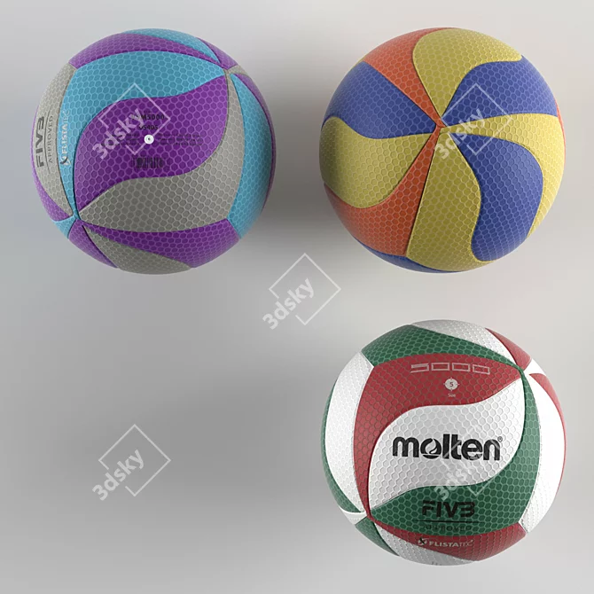 Vibrant Molten V5M5000 Volleyball Ball 3D model image 2