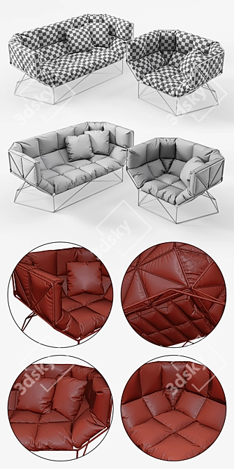 Steel Rods Geometric Furniture 3D model image 3