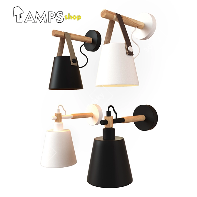 Modern Sconce Lamps: Black and White Options 3D model image 1