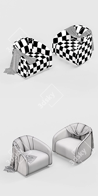Fendi Fanny Swivel Armchair - Luxury Design 3D model image 3