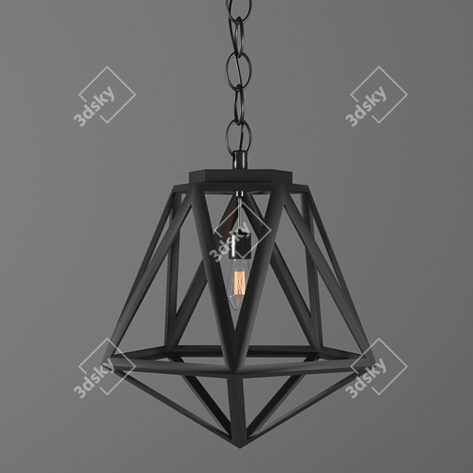 Elegant Geometric Diamond Pendant 3D model image 1