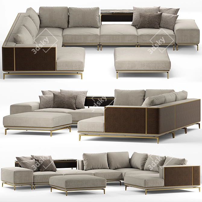 Elegant Backstage Sofa 3D model image 1