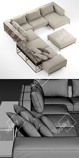 Elegant Backstage Sofa 3D model image 3