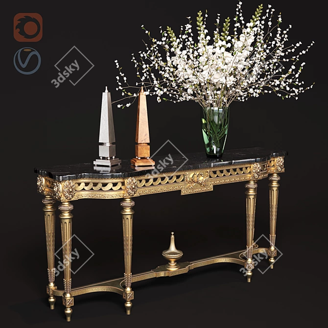 Artistic Wood and Marble Console | ANGELO CAPPELLINI ACCESSORIES 3D model image 1