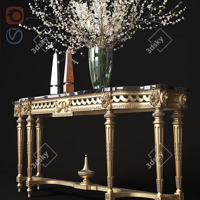 Artistic Wood and Marble Console | ANGELO CAPPELLINI ACCESSORIES 3D model image 2