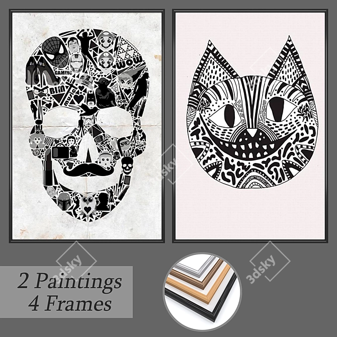 Modern Wall Art Set with Multiple Frames 3D model image 1