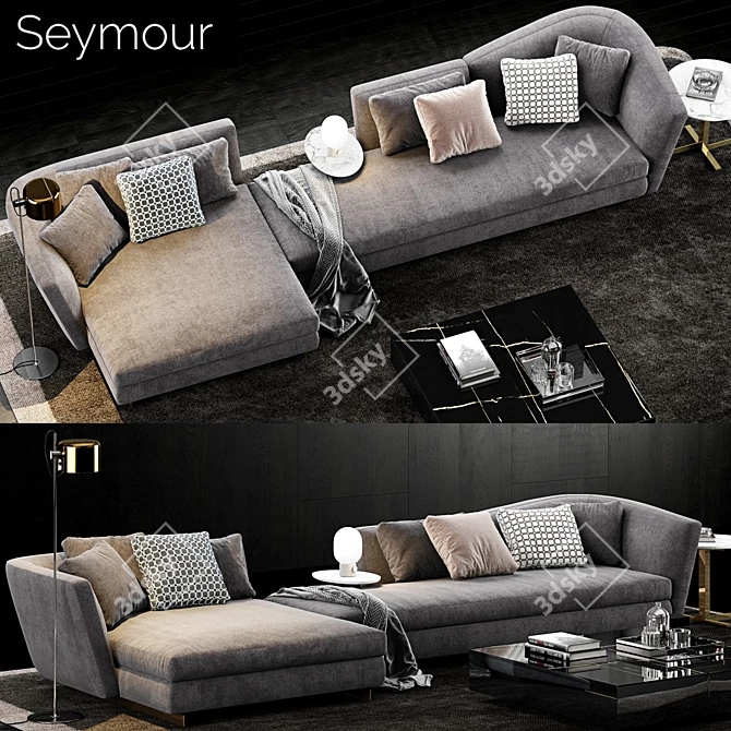 Modern Italian Living: Minotti Seymour Sofa + Coffee Tables 3D model image 1