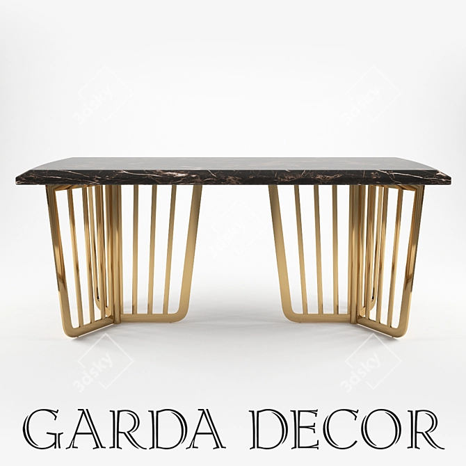 Garda Decor Dining Table: Elegant Brown Marble 3D model image 1