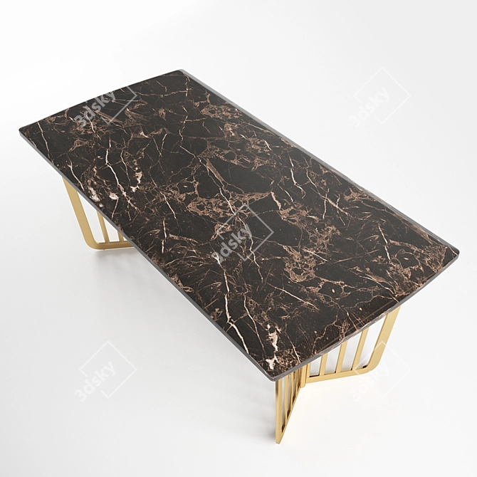 Garda Decor Dining Table: Elegant Brown Marble 3D model image 2