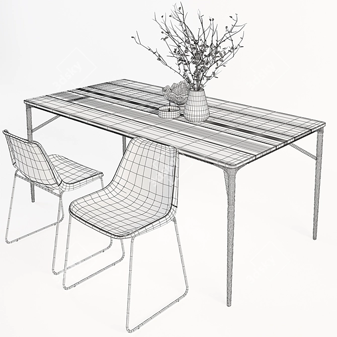 Siena Drexel Table Chair Set 3D model image 3
