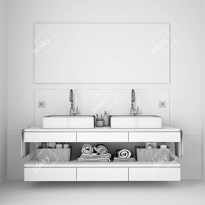 Modern Bathroom Furniture Set 3D model image 3