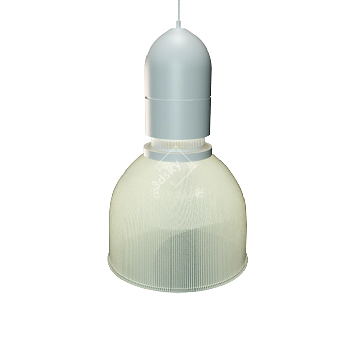  Industrial Ribbed Glass Pendant Light 3D model image 2