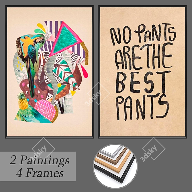 Modern Masterpieces: Wall Art Set 3D model image 1