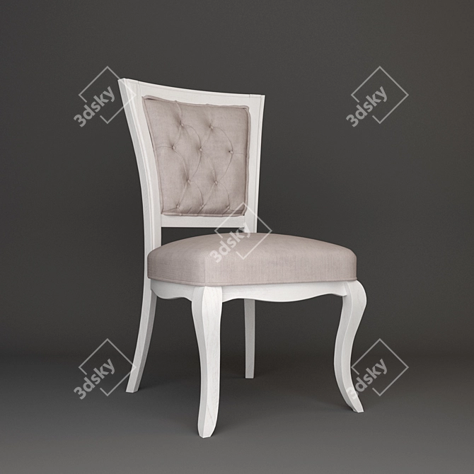 Distressed White Wood Dining Chair 3D model image 1