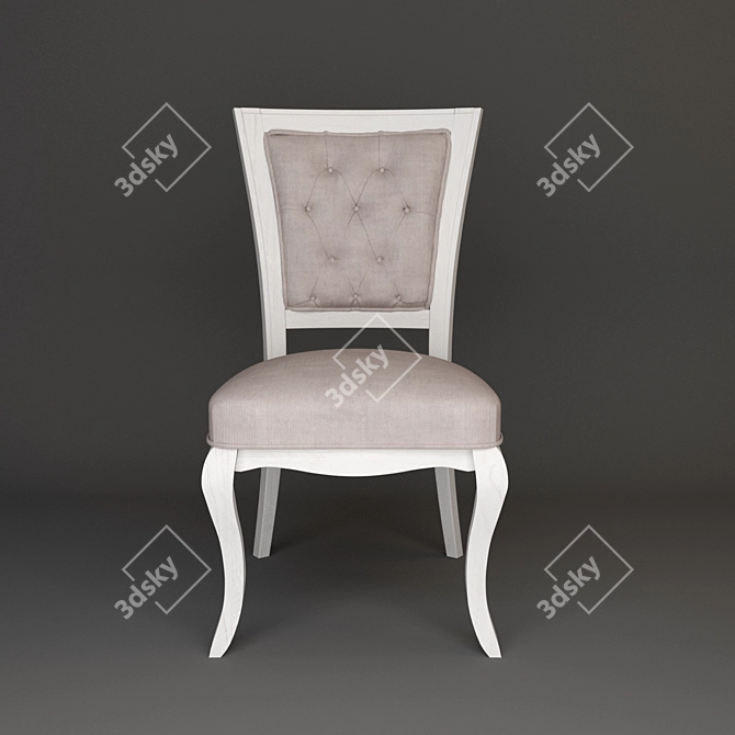 Distressed White Wood Dining Chair 3D model image 2