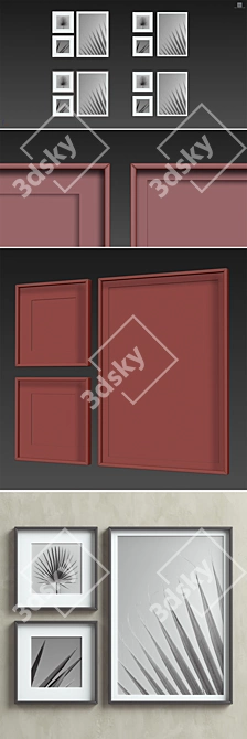 Elegant Frames Set with 4 Colors 3D model image 3